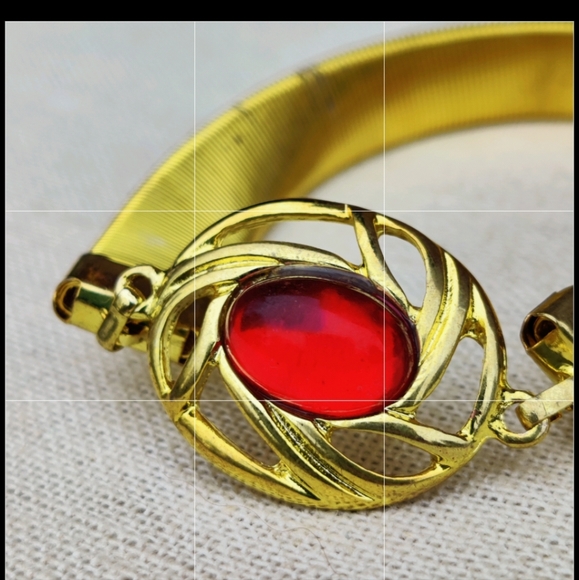 Vintage art deco ruby red glass bracelet - Picture 4 of 5